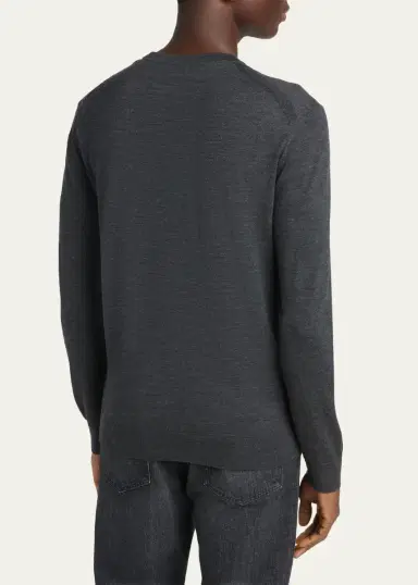 Zegna Men's Trofeo Wool Crewneck Sweater | Thumbnail 3