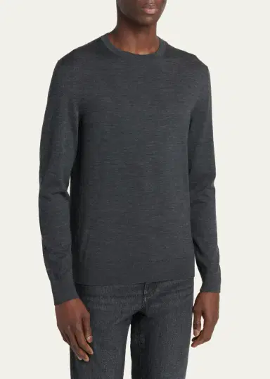 Zegna Men's Trofeo Wool Crewneck Sweater | Thumbnail 4