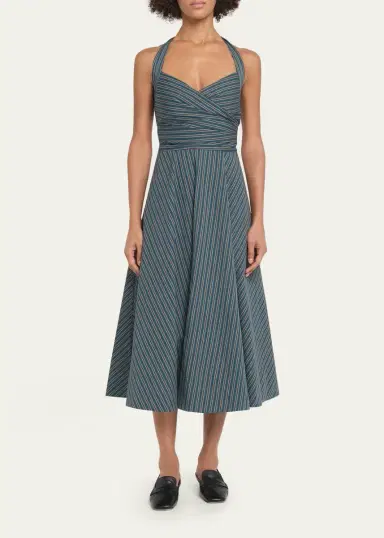 A.L.C. Magnolia Stripe Halter Midi Dress | Thumbnail 2 A.L.C. Magnolia Stripe Halter Midi Dress | Thumbnail 2