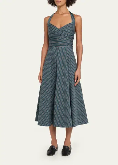 A.L.C. Magnolia Stripe Halter Midi Dress | Thumbnail 4 A.L.C. Magnolia Stripe Halter Midi Dress | Thumbnail 4