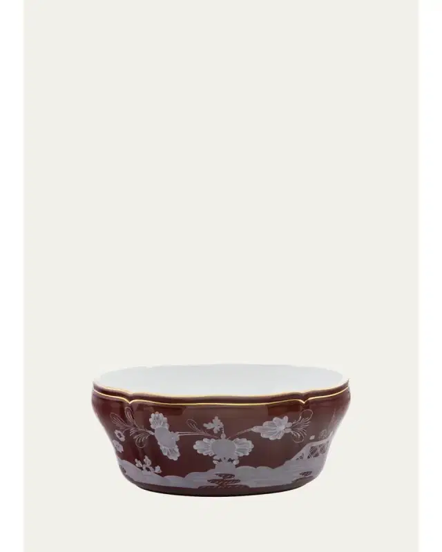 GINORI 1735 Castagna Botanical Print Porcelain Salad Bowl