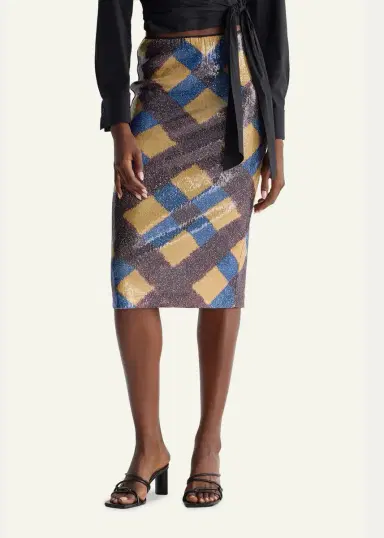 Diane von Furstenberg Bianca Sequin Mesh Midi Pencil Skirt | Thumbnail 2