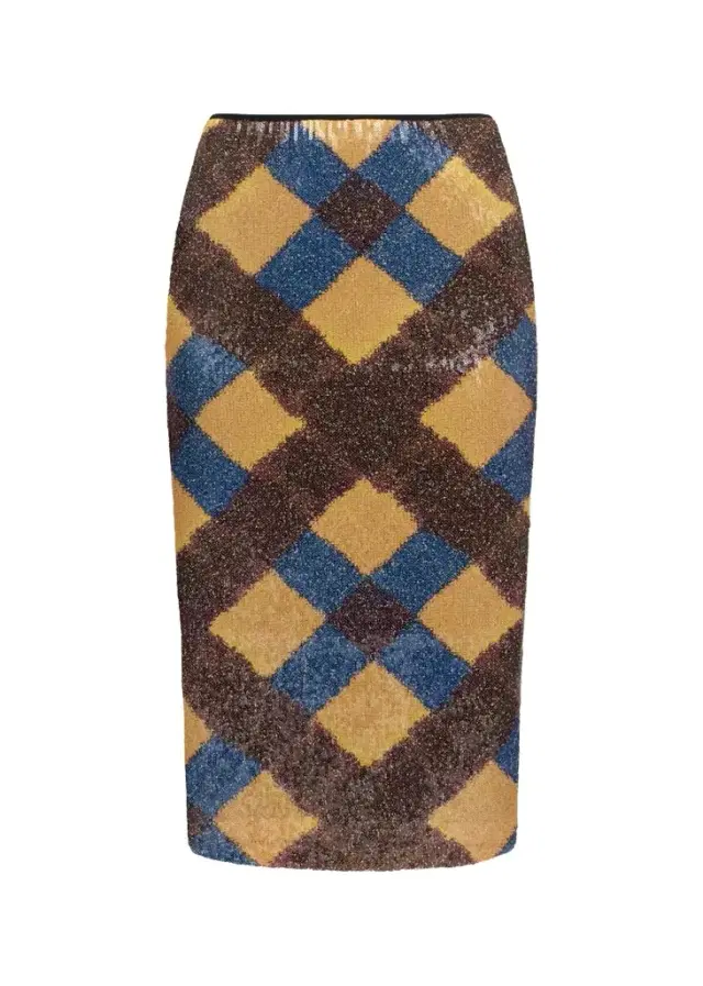 Diane von Furstenberg Bianca Sequin Mesh Midi Pencil Skirt