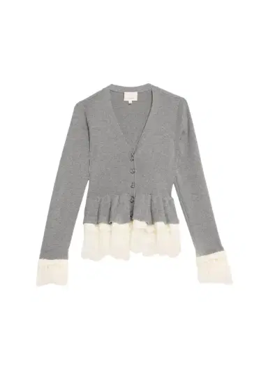 Cinq à Sept Dolly Ruffled Lace-Trimmed Peplum Cardigan | Thumbnail 1