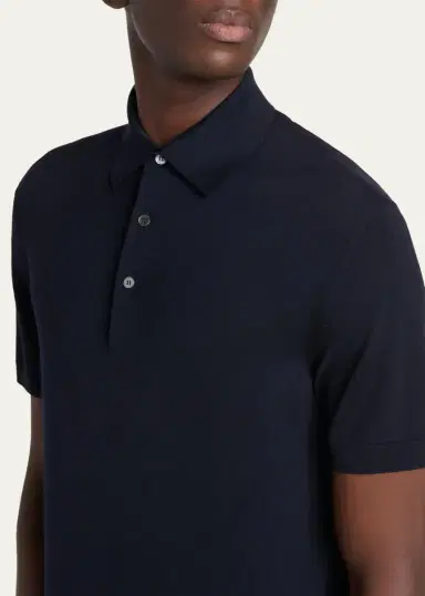 Zegna Men's Trofeo Wool Knit Polo Shirt | Thumbnail 5