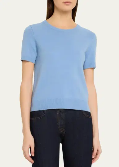 Vince Cashmere-Blend Short-Sleeve Crewneck Sweater | Thumbnail 8 Vince Cashmere-Blend Short-Sleeve Crewneck Sweater | Thumbnail 8