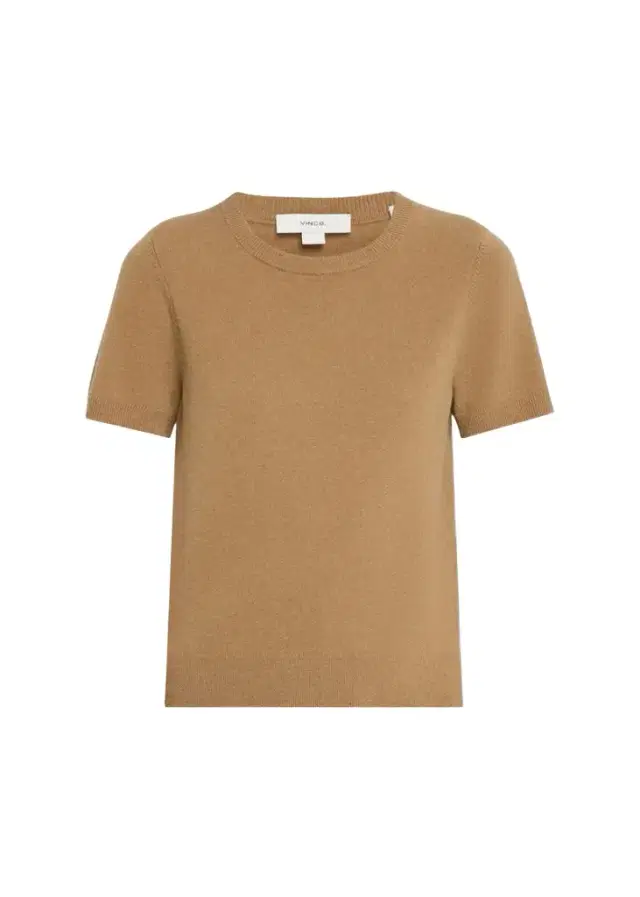 Vince Cashmere-Blend Short-Sleeve Crewneck Sweater