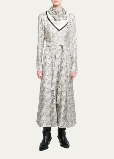 Gabriela Hearst Galway Pleated Silk Belted Midi Shirtdress | Thumbnail 2