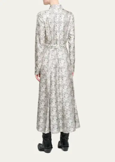 Gabriela Hearst Galway Pleated Silk Belted Midi Shirtdress | Thumbnail 3