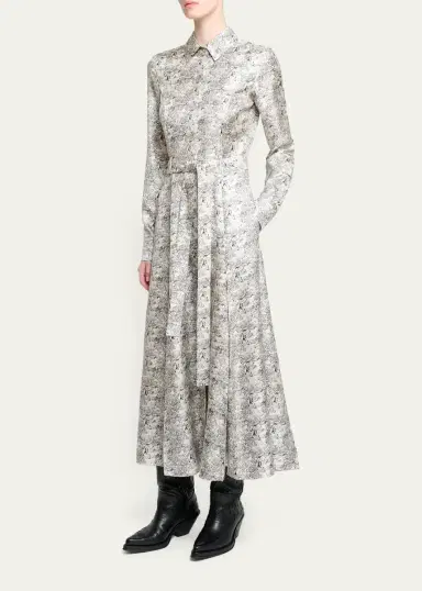 Gabriela Hearst Galway Pleated Silk Belted Midi Shirtdress | Thumbnail 4