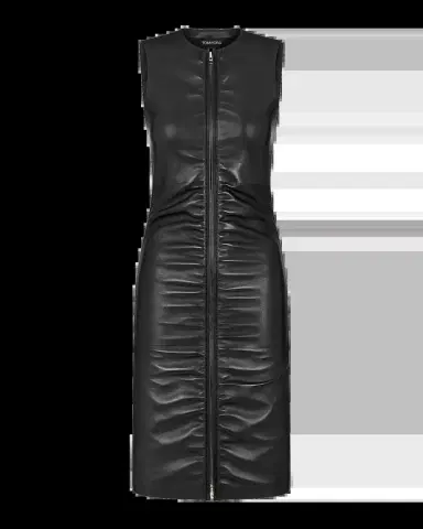 Tom Ford Sleeveless Ruched Zipper Leather Dress | Thumbnail 2