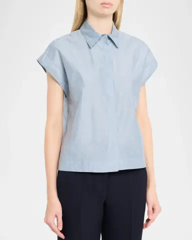 PESERICO Chain-Trim Cotton-Silk Shirt | Thumbnail 4