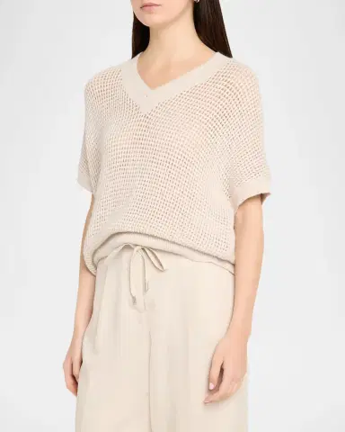 PESERICO Dolman-Sleeve Sequin Open Knit Sweater | Thumbnail 4