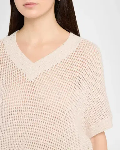 PESERICO Dolman-Sleeve Sequin Open Knit Sweater | Thumbnail 5