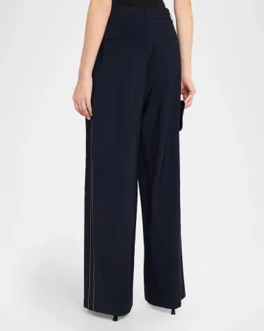 PESERICO Stretch Cotton Sateen Palazzo Trousers | Thumbnail 3