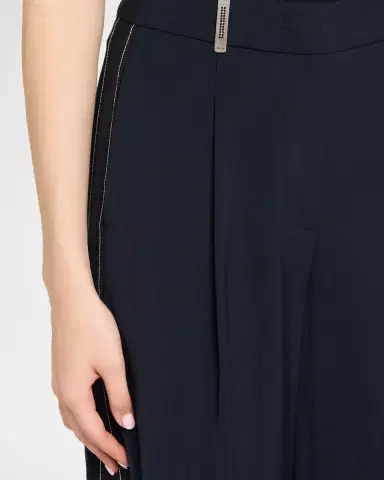 PESERICO Stretch Cotton Sateen Palazzo Trousers | Thumbnail 5