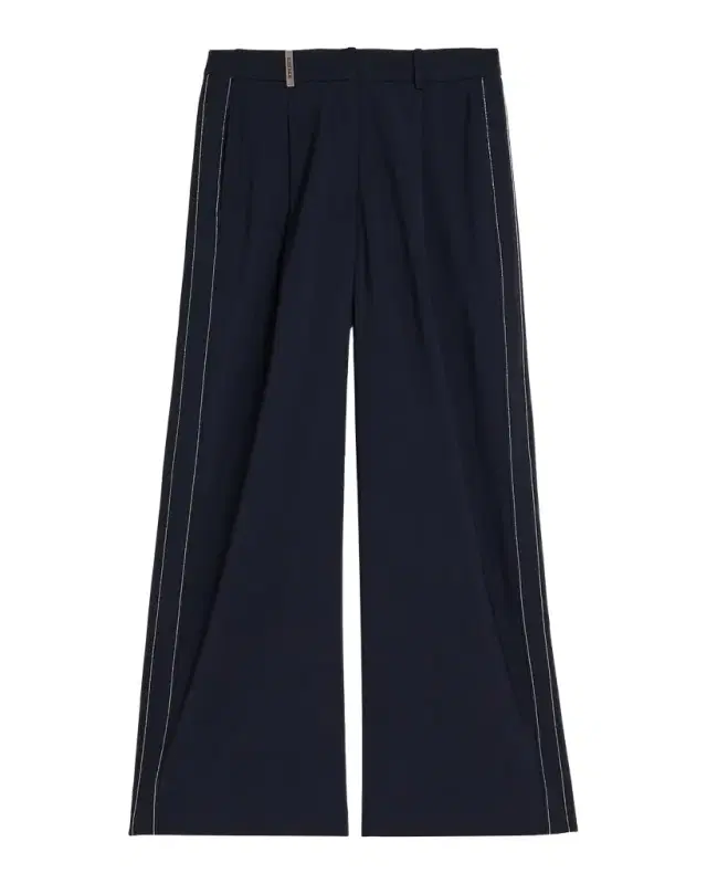 PESERICO Stretch Cotton Sateen Palazzo Trousers