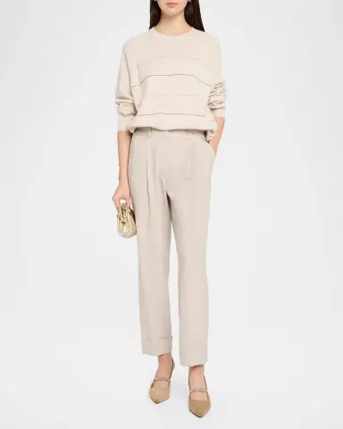 PESERICO Striped Chain-Trim Crewneck Sweater | Thumbnail 2 PESERICO Striped Chain-Trim Crewneck Sweater | Thumbnail 2