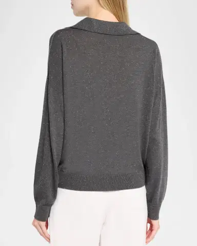 PESERICO Spread-Collar Shimmer Knit Sweater | Thumbnail 3