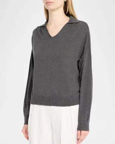 PESERICO Spread-Collar Shimmer Knit Sweater | Thumbnail 4