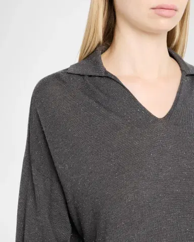 PESERICO Spread-Collar Shimmer Knit Sweater | Thumbnail 5