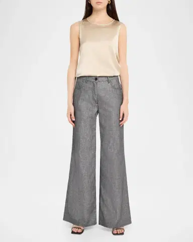 PESERICO Wide-Leg Cotton-Blend Pants | Thumbnail 2