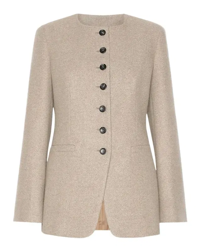 Max Mara Cashmere Single-Breasted Collarless Jacket