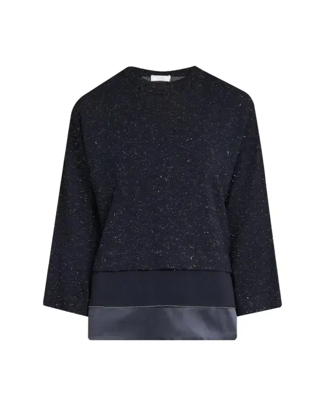 Peserico Layered Metallic Knit Crewneck Sweater
