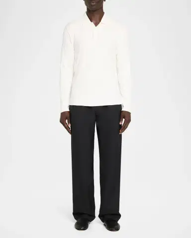 Vince Men's Long-Sleeve Textured Polo Shirt | Thumbnail 2