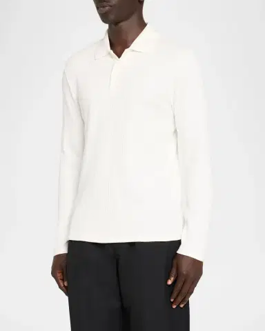 Vince Men's Long-Sleeve Textured Polo Shirt | Thumbnail 4