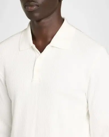 Vince Men's Long-Sleeve Textured Polo Shirt | Thumbnail 5