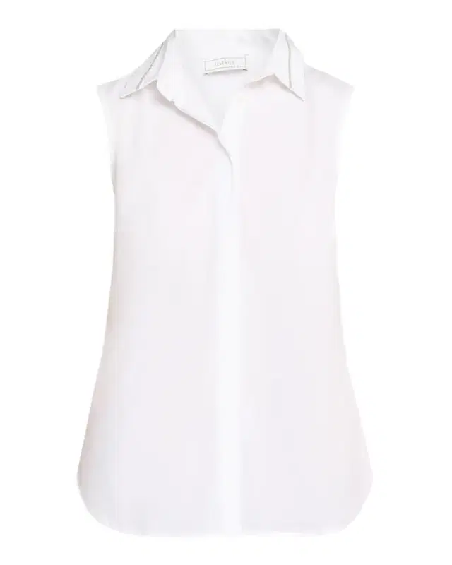 PESERICO Chain-Trim Sleeveless Stretch Cotton Shirt