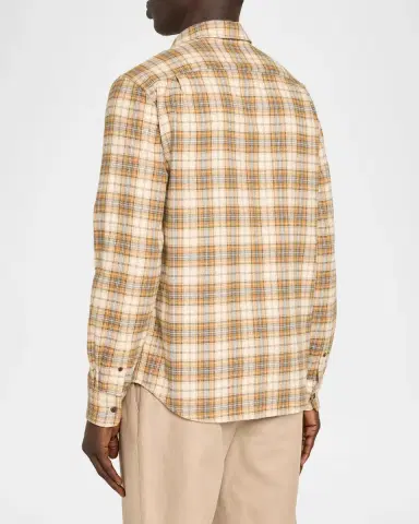 Vince Men's Jackson Cotton Plaid Button-Down Shirt | Thumbnail 3 Vince Men's Jackson Cotton Plaid Button-Down Shirt | Thumbnail 3