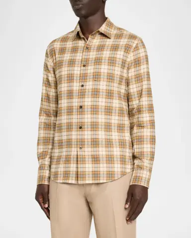 Vince Men's Jackson Cotton Plaid Button-Down Shirt | Thumbnail 4 Vince Men's Jackson Cotton Plaid Button-Down Shirt | Thumbnail 4