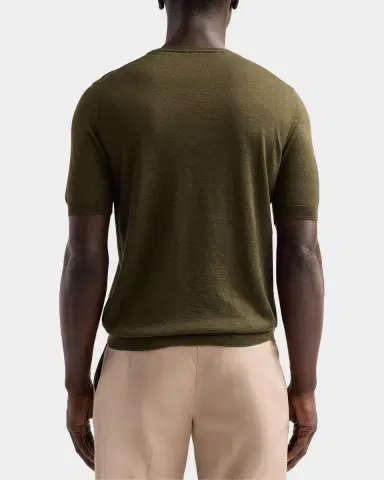 Isaia Men's Cashmere-Silk Short-Sleeve Shirt | Thumbnail 3