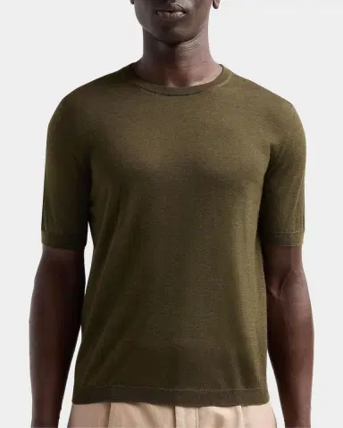 Isaia Men's Cashmere-Silk Short-Sleeve Shirt | Thumbnail 5