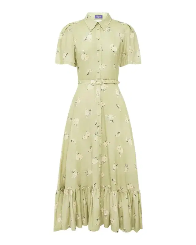 LEO LIN Becca Floral-Print Flounce Midi Shirtdress