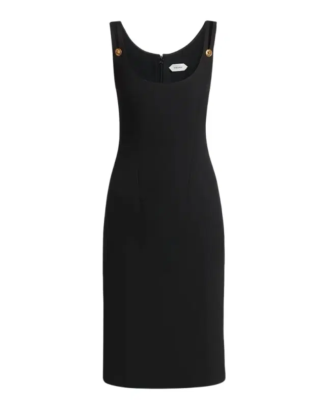 Versace Grain de Poudre Wool Midi Sheath Dress
