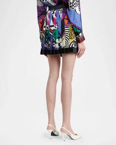 Versace Printed Silk Twill Pleated Mini Skirt | Thumbnail 3