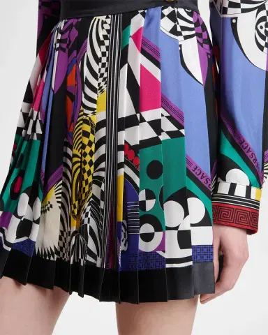 Versace Printed Silk Twill Pleated Mini Skirt | Thumbnail 5