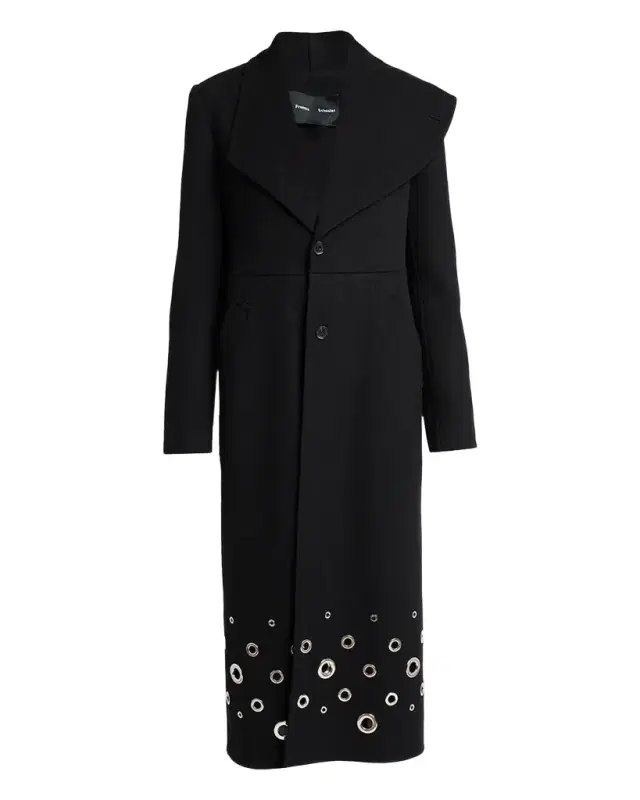 Proenza Schouler Alix Embellished Compact Melton Wool Long Coat