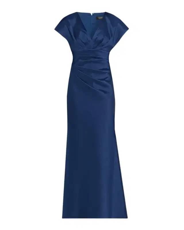 Aidan Mattox Pleated Stretch Mikado Mermaid Gown