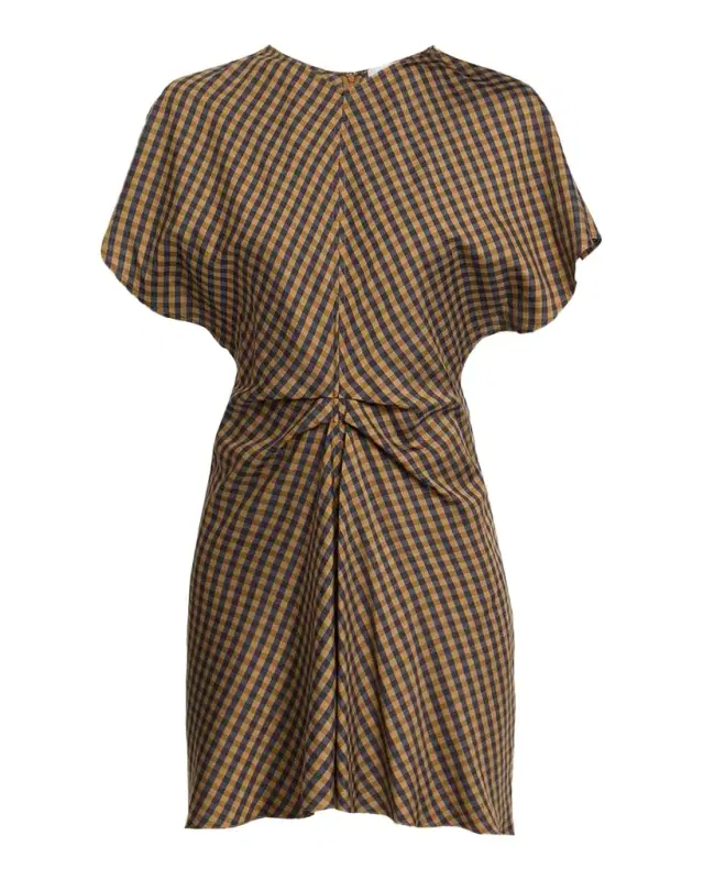 A.L.C. Leni Draped Check Mini Dress