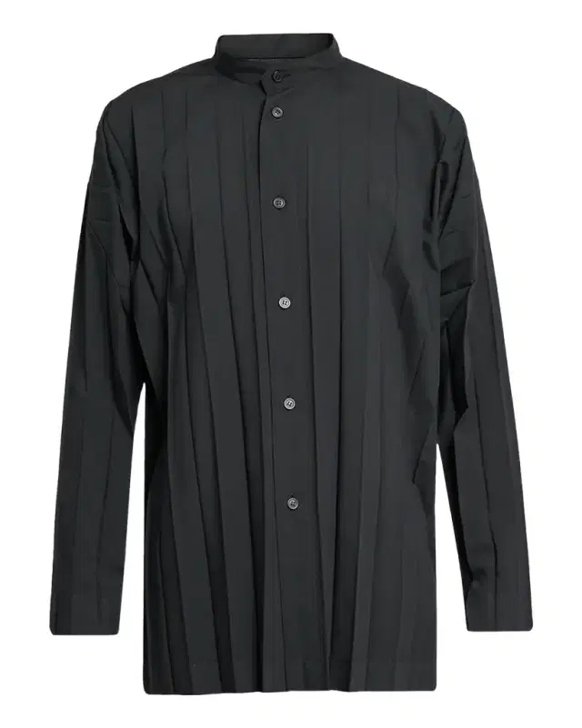 Homme Plissé Issey Miyake Men's Edge Pleated Band-Collar Shirt