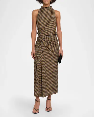 A.L.C. Jean Draped Check Midi Skirt | Thumbnail 2 A.L.C. Jean Draped Check Midi Skirt | Thumbnail 2