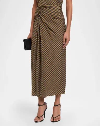A.L.C. Jean Draped Check Midi Skirt | Thumbnail 4 A.L.C. Jean Draped Check Midi Skirt | Thumbnail 4