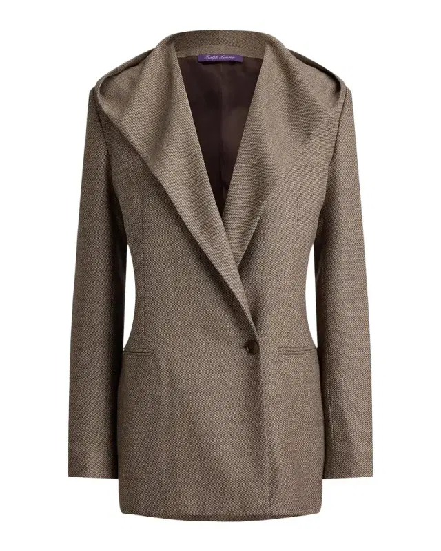 Ralph Lauren Collection Stassie Hooded Single-Breasted Wool Jacket
