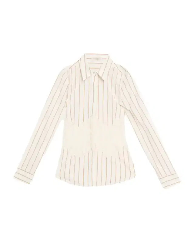 Ramy Brook Alana Striped Poplin Lace Corset Shirt