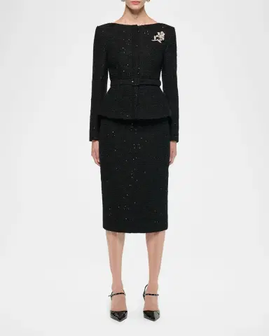 Roland Mouret Sequin Boucle Belted Peplum Jacket | Thumbnail 2