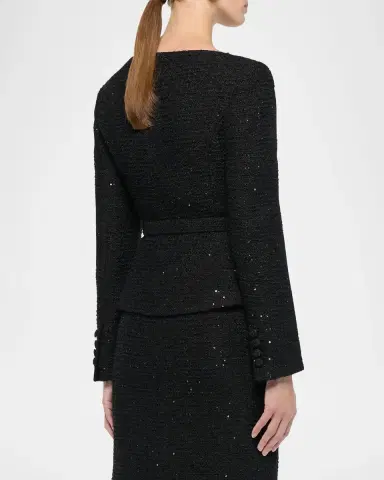 Roland Mouret Sequin Boucle Belted Peplum Jacket | Thumbnail 3